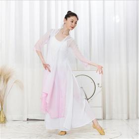 古典舞蹈练功服汉服渐变身外披长纱衣飘逸现代舞广场舞服