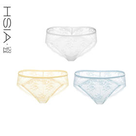 HSIA遐性感蕾丝内裤女纯棉底裆结婚婚纱款舒适透气无痕中腰平角裤
