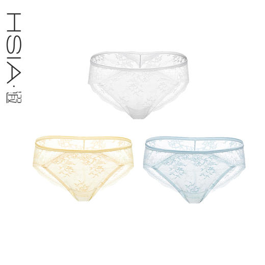 HSIA遐性感蕾丝内裤女纯棉底裆结婚婚纱款舒适透气无痕中腰平角裤 商品图0