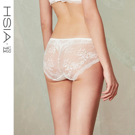 HSIA遐性感蕾丝内裤女纯棉底裆结婚婚纱款舒适透气无痕中腰平角裤 商品图4