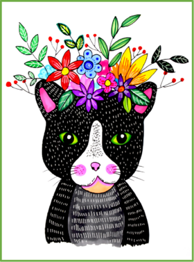 《带花环的小猫咪》【自动发货：下单后，点击手机短信中收到的链接，即可获取文件下载的链接；如有任何问题，可添加客服微信hm33268获得帮助】
