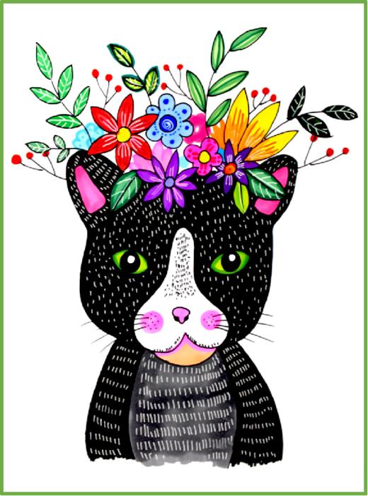 《带花环的小猫咪》【自动发货：下单后，点击手机短信中收到的链接，即可获取文件下载的链接；如有任何问题，可添加客服微信hm33268获得帮助】
 商品图0