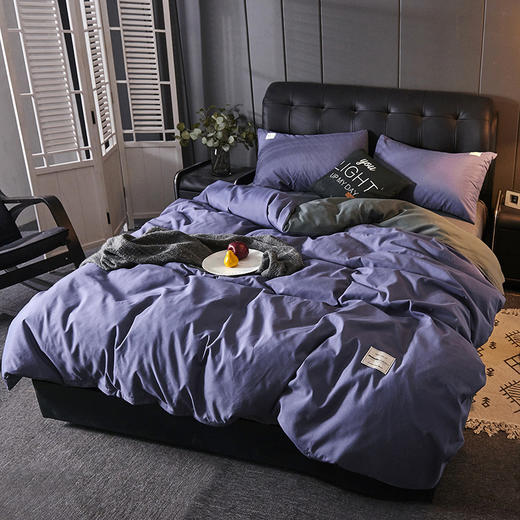 日式素色四件套床单被套棉三件套床上用品简约风床笠款 商品图10