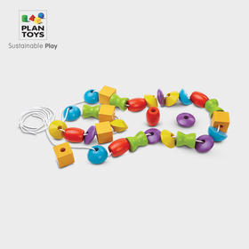 【PlanToys】珠子形状认知益智木质玩具 5353串珠游戏