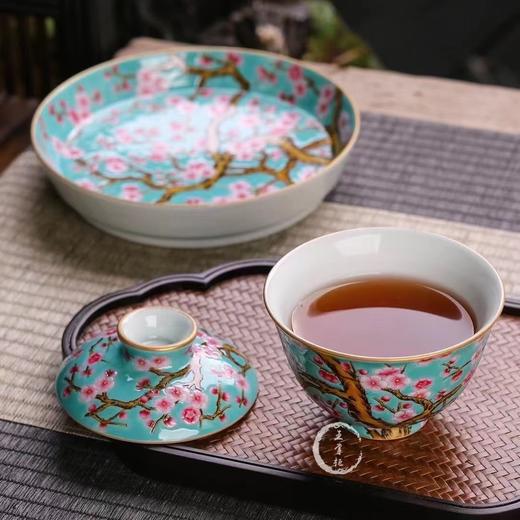 张彩云:【松石绿梅花盖碗套系】 商品图0