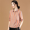 【断码清仓】丁摩 复古撞色条纹衬衫翻领韩版休闲慵懒衬衣B1994-WX047-BJ99 商品缩略图2