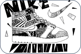 《线描运动鞋》鞋子【自动发货：下单后，点击手机短信中收到的链接，即可获取文件下载的链接；如有任何问题，可添加客服微信hm33268获得帮助】