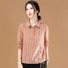 【断码清仓】丁摩 复古撞色条纹衬衫翻领韩版休闲慵懒衬衣B1994-WX047-BJ99 商品缩略图1