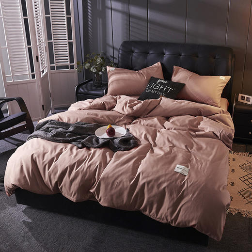 日式素色四件套床单被套棉三件套床上用品简约风床笠款 商品图6