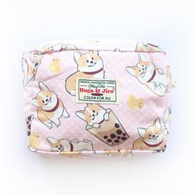 HUJI祤集Motley收纳包插画波点珍珠奶茶小柯基