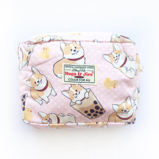 HUJI祤集Motley收纳包插画波点珍珠奶茶小柯基 商品图0