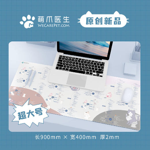 【养宠攻略鼠标垫 | 预售】20个猫狗常见症状 家庭急救自诊实用导图 超大号 萌爪原创周边 商品图0