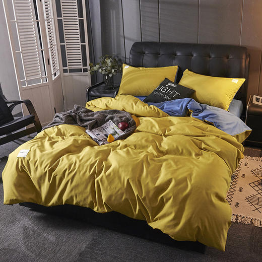 日式素色四件套床单被套棉三件套床上用品简约风床笠款 商品图7