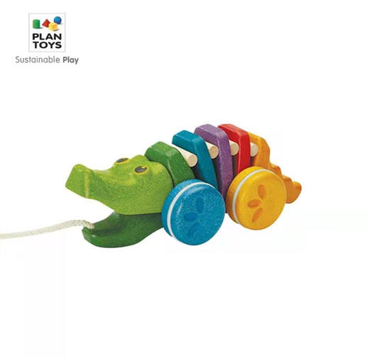 1岁+ | 爆款 | 泰国Plantoys宝宝学步拖拉彩虹鳄鱼 进口木质儿童手拉拉车拉线拉绳牵引玩具 商品图0