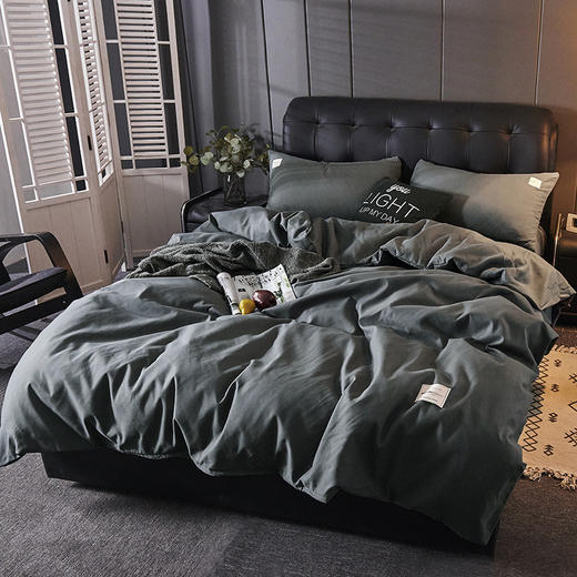 日式素色四件套床单被套棉三件套床上用品简约风床笠款 商品图9