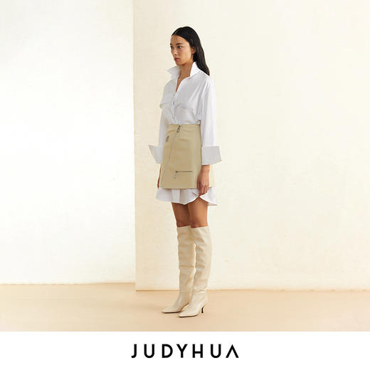 JUDYHUA 不对称口袋设计极简款白色衬衫 商品图1