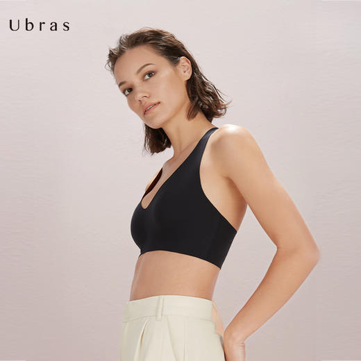 Ubras撞色美背V领背心文胸+极简U领背心文胸内衣女无钢圈无痕透气 商品图1