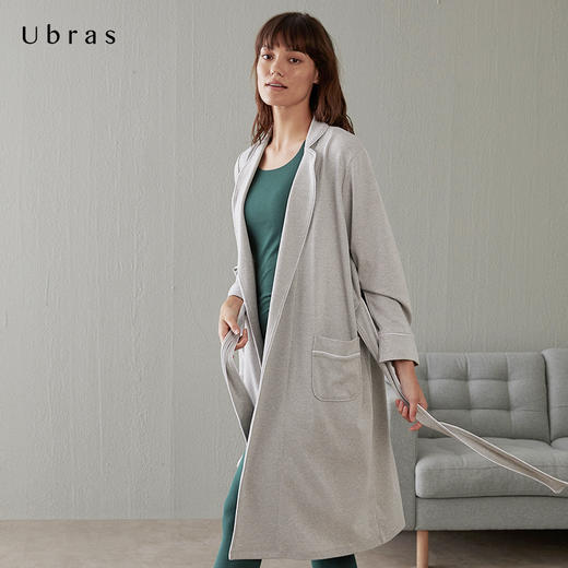 Ubras睡袍浴袍女长款纯棉家居服天然亲肤透气长袖吸汗睡衣秋季 商品图1