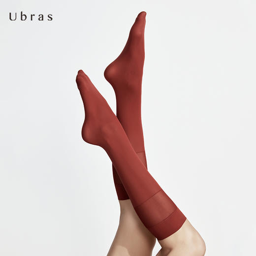 Ubras透感拼接天鹅绒及膝袜时尚透气秋新款袜子女中筒袜ins潮 商品图2