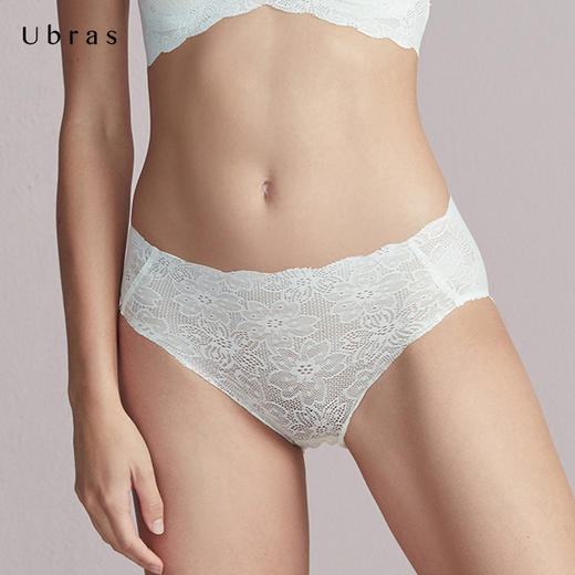 Ubras樱花蕾丝无痕内裤性感三角裤女纯棉底裆中腰透气秋内裤 商品图2