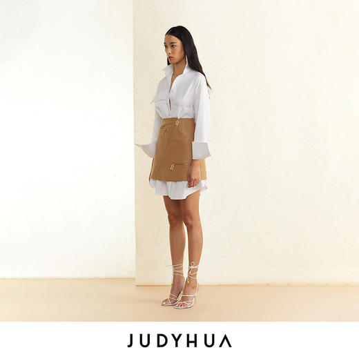 JUDYHUA 不对称口袋设计极简款白色衬衫 商品图5