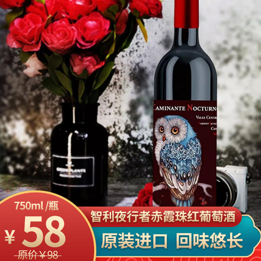 原瓶原裝进口智利夜行者赤霞珠红葡萄酒  750ml/瓶 商品图0