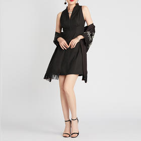 TANGY Collection/天意精品2021年春夏新品雾绯系列V领莨绸连衣裙