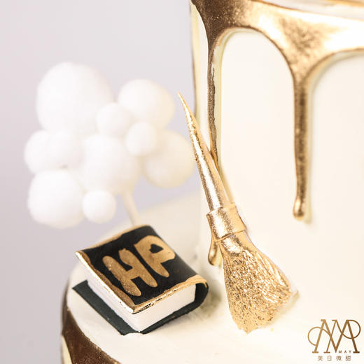 B3575“双层哈利波特学院·学霸赫敏蛋糕”白底金淋面（送孩子 女生 小朋友） 商品图2