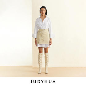JUDYHUA 不对称口袋设计极简款白色衬衫