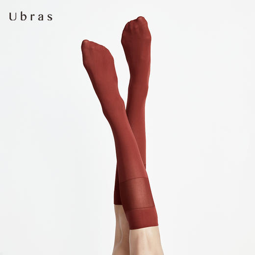 Ubras透感拼接天鹅绒及膝袜时尚透气秋新款袜子女中筒袜ins潮 商品图4