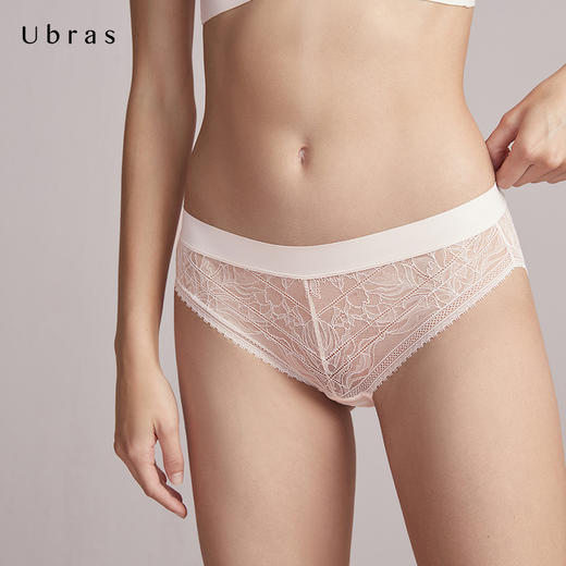 Ubras无痕蕾丝中腰内裤女舒适透气三角裤性感轻薄底裤纯棉裆秋 商品图3