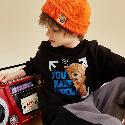 龙之涵2021年新款泰迪熊卫衣中大童男女童时尚百搭 商品图3