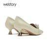 westory高跟鞋女春季链条尖头细跟婚鞋单鞋52421 商品缩略图3
