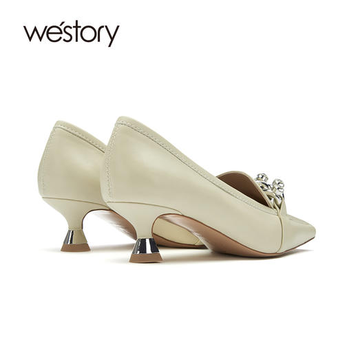 westory高跟鞋女春季链条尖头细跟婚鞋单鞋52421 商品图3