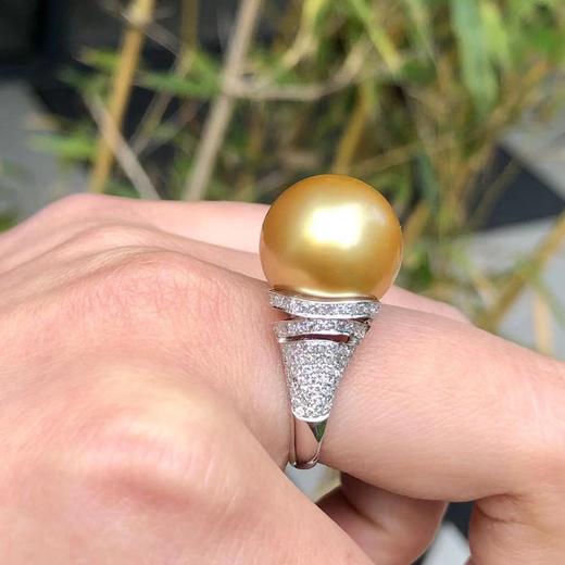 「上升」14mm南洋金珠钻石戒指 商品图3