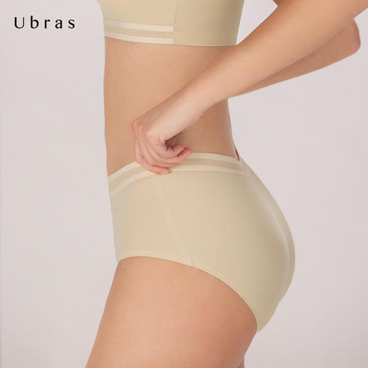 Ubras丝滑无痕条纹织带三角裤舒适透气抗菌透气内裤女 商品图2