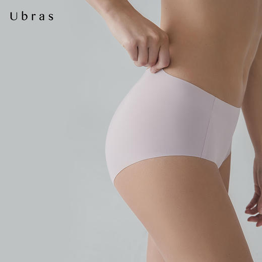 Ubras舒适无痕光面内裤深V版空气裸感无痕三角裤女纯棉底裆中腰裤 商品图2