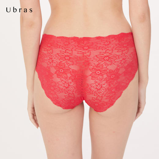 Ubras樱花蕾丝无痕内裤性感三角裤女纯棉底裆中腰透气秋内裤 商品图3