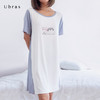 ubrasX点赞鹅拼色圆领印花T恤裙家居服环保吸湿快干女士睡裙 商品缩略图1