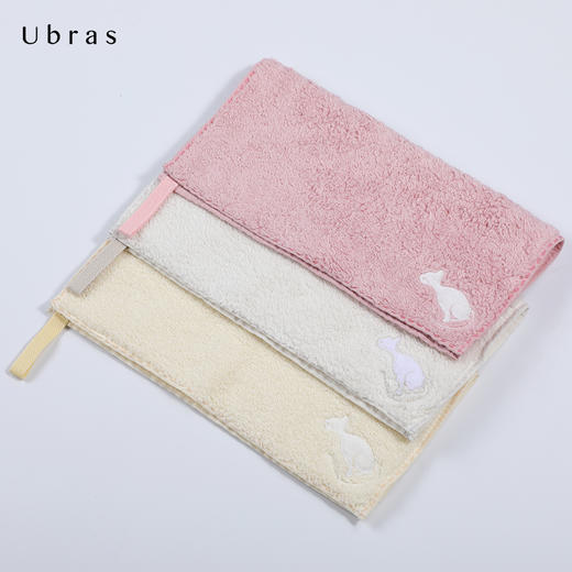 Ubras小U无捻纱纯棉方巾舒适柔软猫刺绣彩色吸汗纯棉易干挂绳方巾 商品图0