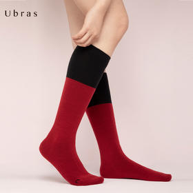 Ubras撞色轻保暖小腿袜舒适透气时尚拼接袜子女中筒袜ins潮