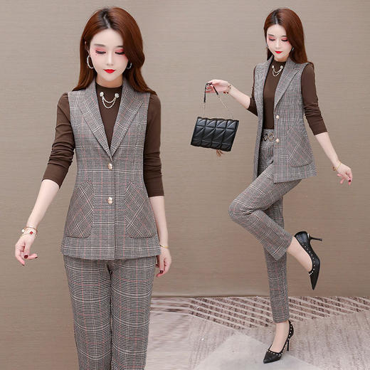 WE-OS-ONY06 格子时尚气质三件套女2021春季新款套装 商品图2