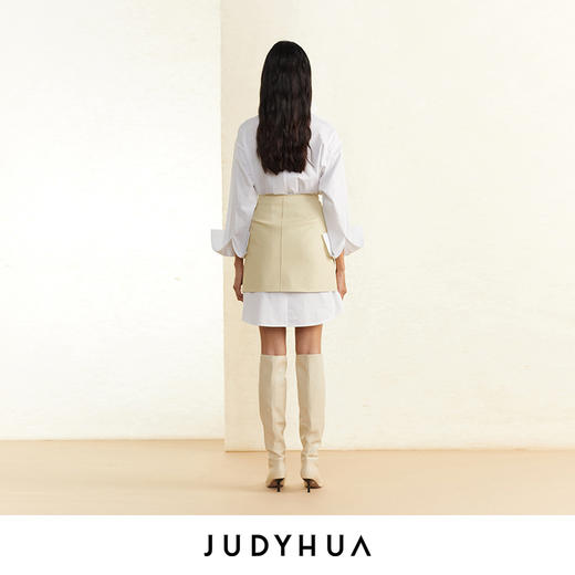 JUDYHUA 不对称口袋设计极简款白色衬衫 商品图3