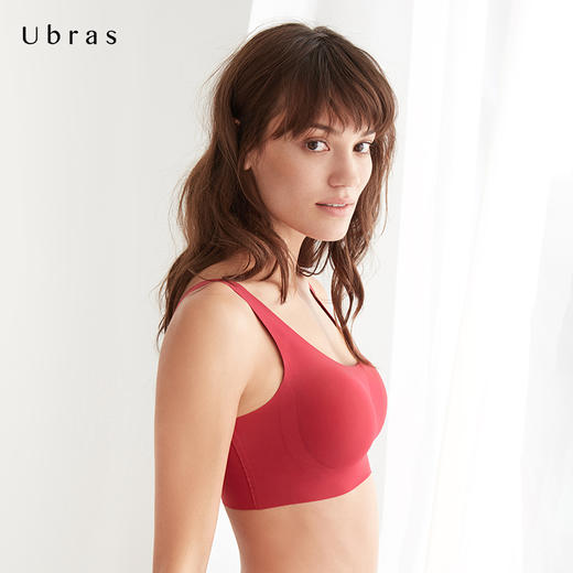 Ubras深V无痕背心式文胸舒适光面内衣女无钢圈胸罩 商品图4