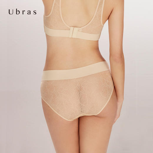 Ubras叶脉蕾丝无痕宽腰三角裤中腰内裤纯棉底裆舒适透气无痕女 商品图4