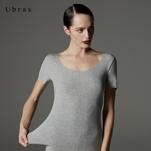 Ubras无痕时尚打底上衣修身舒适无痕家居短袖T恤女秋款莫代尔 商品图2