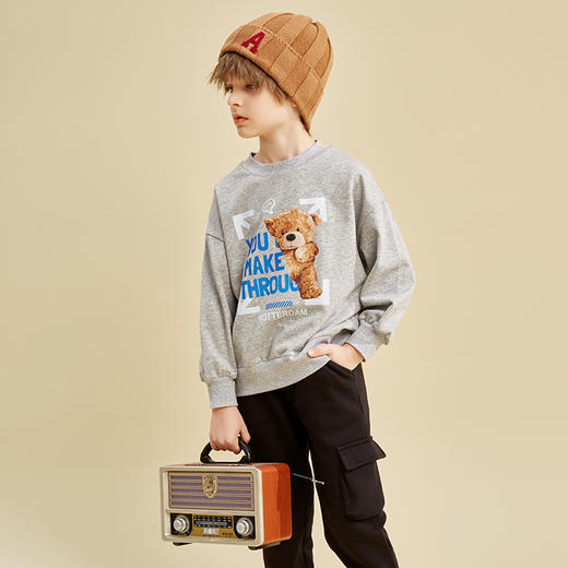 龙之涵2021年新款泰迪熊卫衣中大童男女童时尚百搭 商品图1