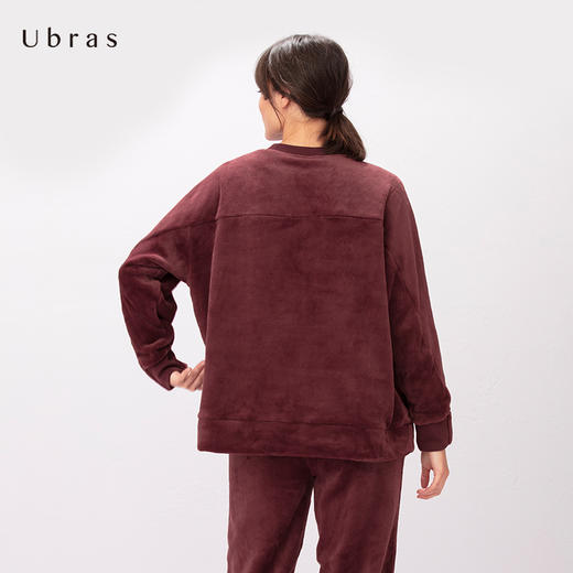 Ubras珊瑚绒圆领保暖家居服（套装）睡衣女秋冬可外穿加厚法兰绒 商品图2