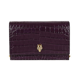 Alexander McQueen 麦昆 女士单肩链条包 紫色 鳄鱼皮压纹 613088 1HBBG 5150