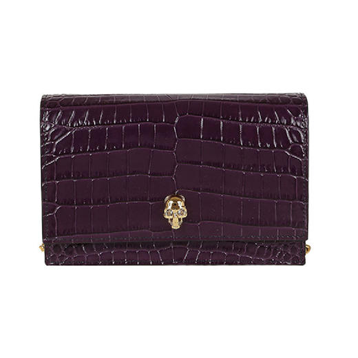 Alexander McQueen 麦昆 女士单肩链条包 紫色 鳄鱼皮压纹 613088 1HBBG 5150 商品图0